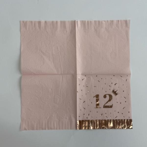 25*25cm Gold Foil Paper Napkin 1/4 Fold For Birthday Party Adult Ceremony