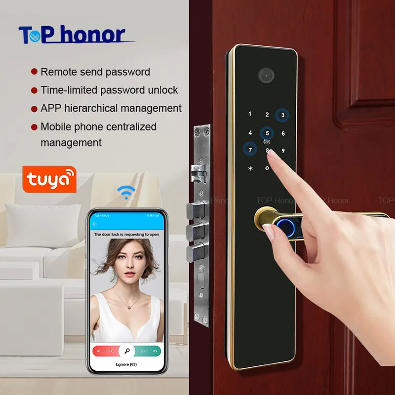 Tuya Peephole Digital Apartment Smart Door Lock Отпечатки пальцев Карта доступа кода