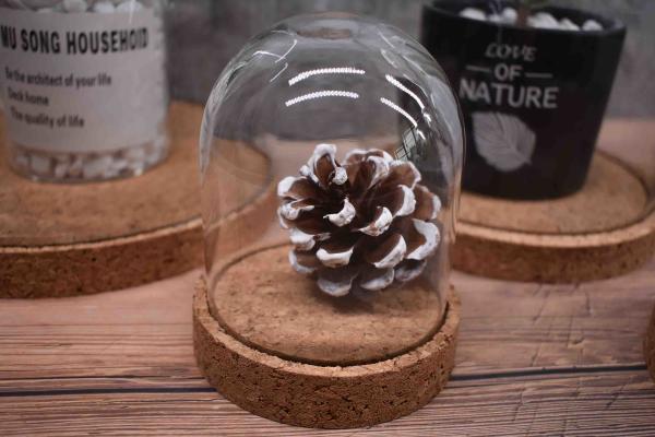 ODM Dampproof Mini Glass Bottle Corks Glass Base Dome 2.5*2.2IN Groove Line