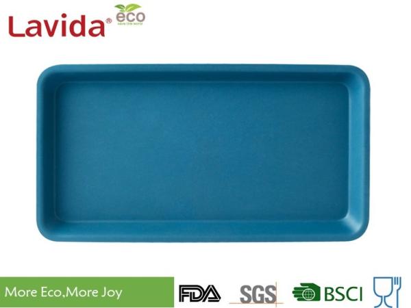 Customized Printing Logo Bamboo Fiber Tray , Food Grade Solid Color Melamine Dinner Trays