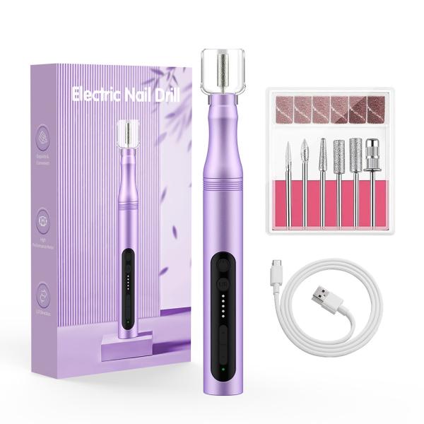 Carregamento por USB 5 modos 6 brocas de baixo ruído Polir unhas portáteis Manicure elétrica Pedicure