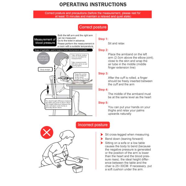 Intelligent Pressure Arm Blood Pressure Monitors Quiet Measurement 15%- 85%RH