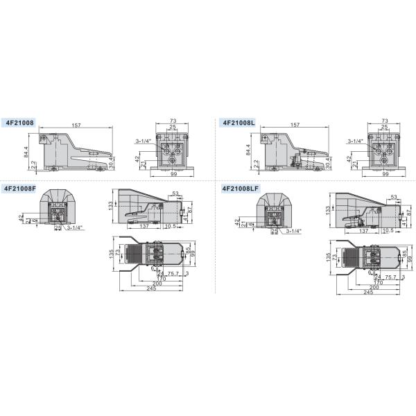 Тип порт 4F210-08L Airtac клапана управления воздушным движением 5 педали ноги