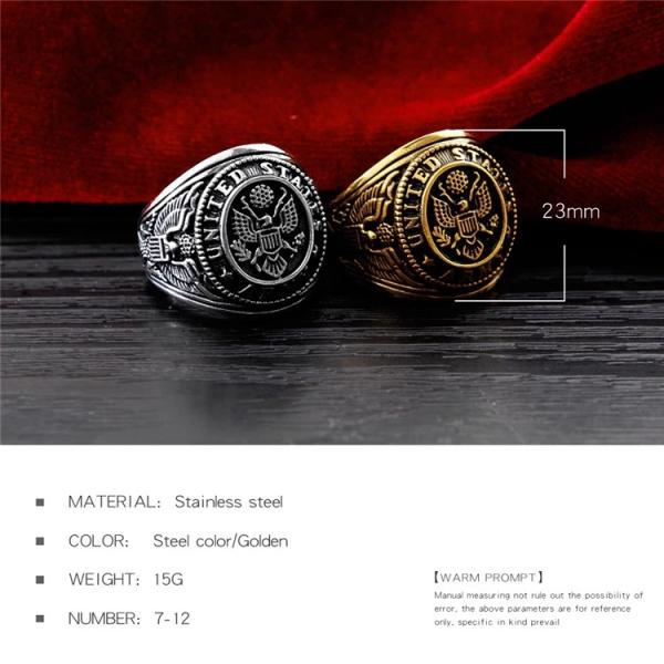 Army Stainless Steel PVD 24k Custom Military Rings