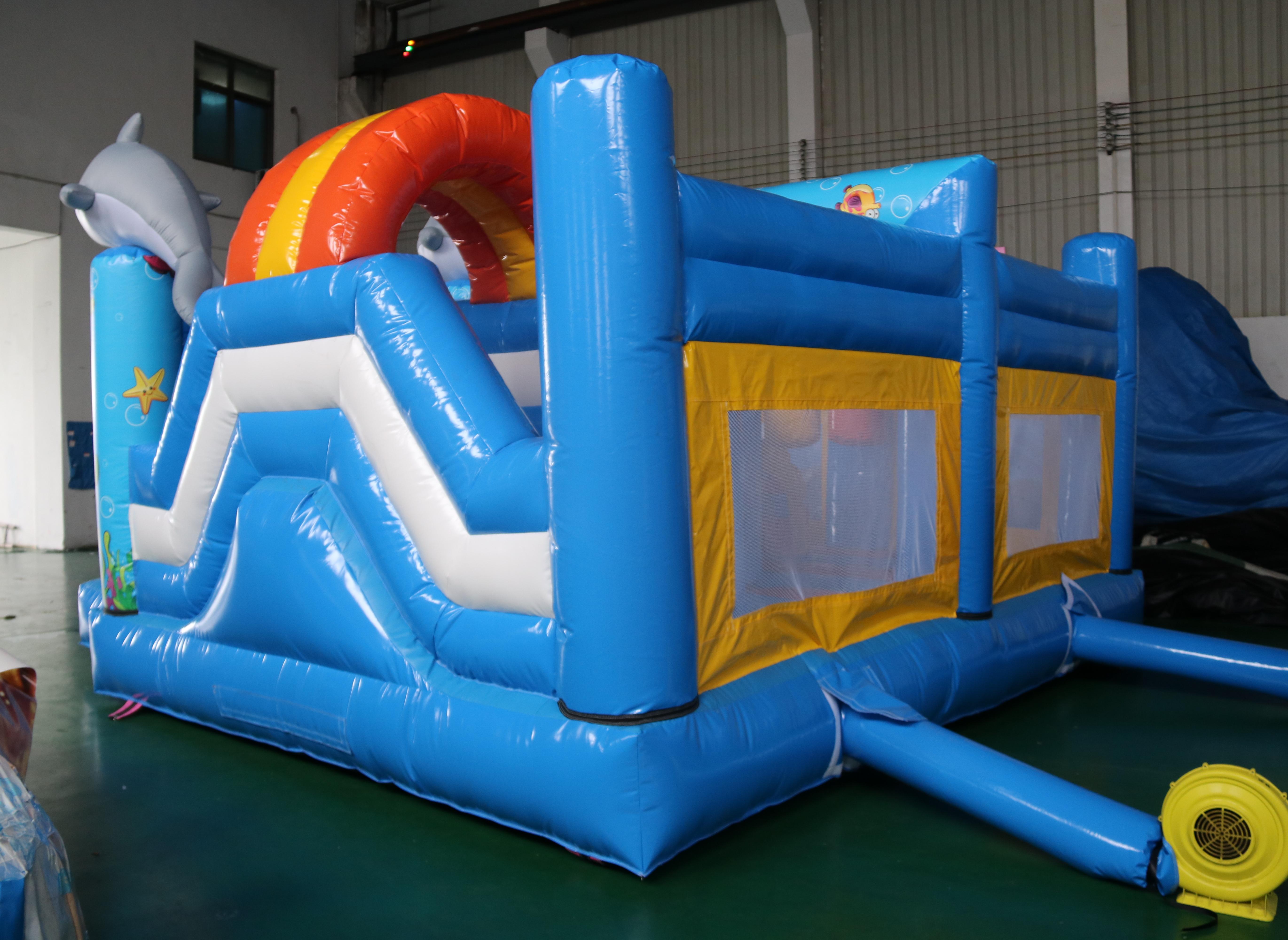 Commercial Popular Cartoon Inflatable Jumping Castle Cute Dolphin Bounce Castle Bounce House for Kids