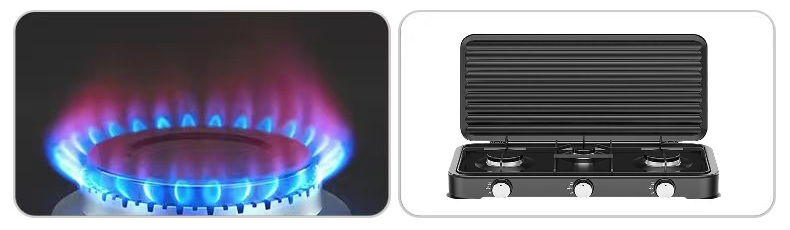 Customizable Cooking 3 Plate Gas Stove Heat Resistant Energy Efficiency