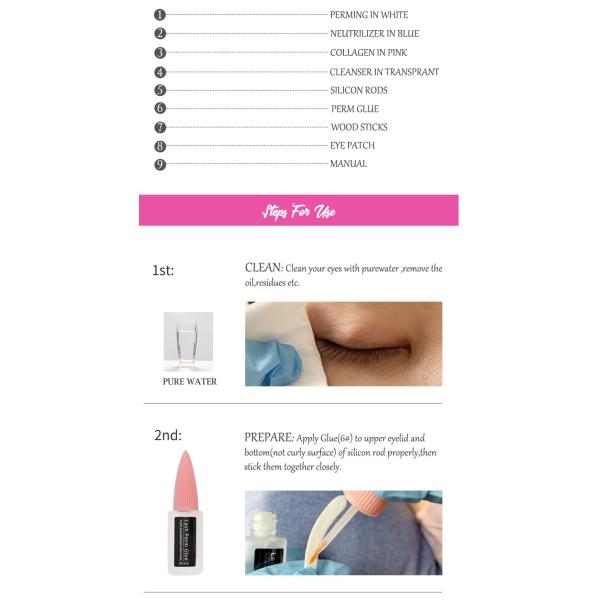 Розовое слоение 2 чела салона DIY в 1 наборе перми брови Eyelash& набора подъема ресницы