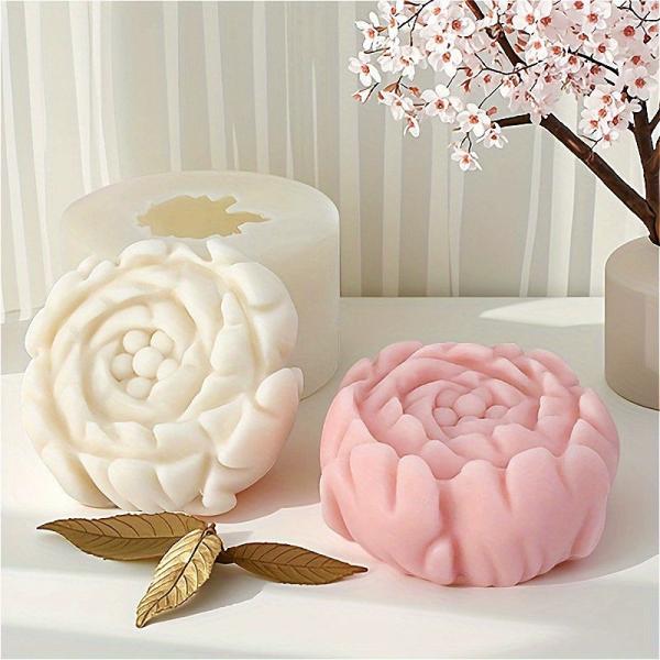 2-Pack Peony Silicone Molds for Candles Soap Resin Christmas White