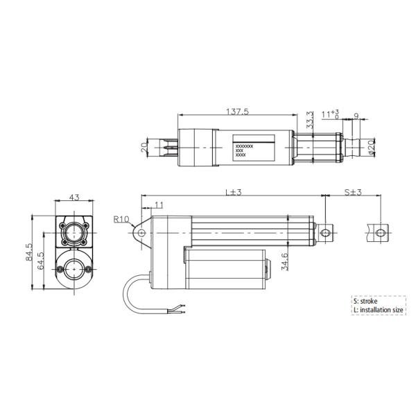Actuadores de corriente continua 24V 12V IP66 45dB Bajo ruido 200KG Max. Empuje 50mm - 600mm Golpe