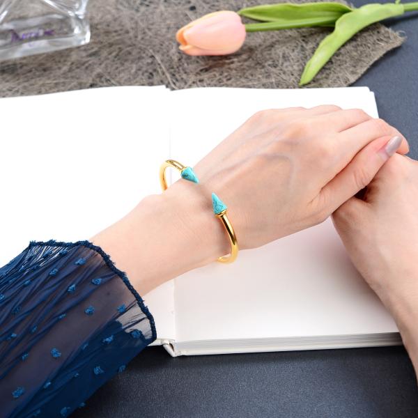 Stainless steel jewelry couple big diamonds bracelet 14k gold adjustable bangles