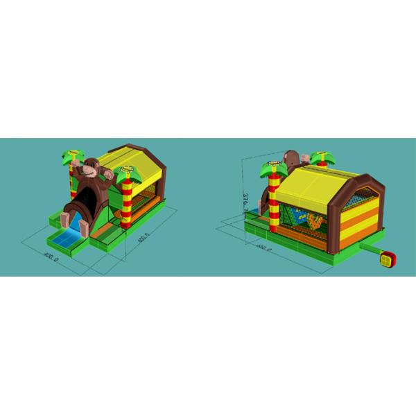 21x13 Kids Jungle Monkey Inflatable Combo Bouncy Castle For Theme Park