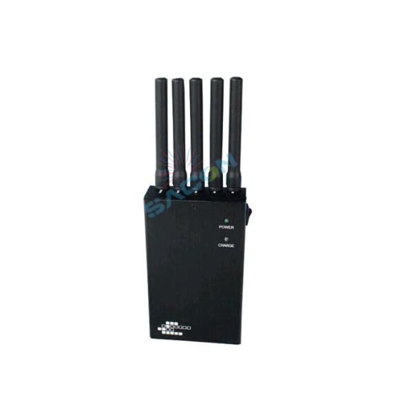 Portable Mobile Jammer with 5 Channels 2G 3G WiFi GPS Blocking and 2.5W Output Power Built-in Battery