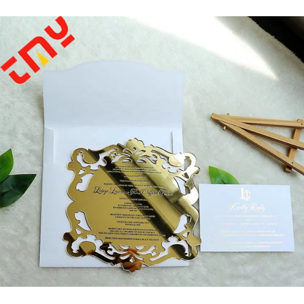 Custom Personalized Wedding Invitation Card Luxury Gold Laser Cut Design For Formal Weddings