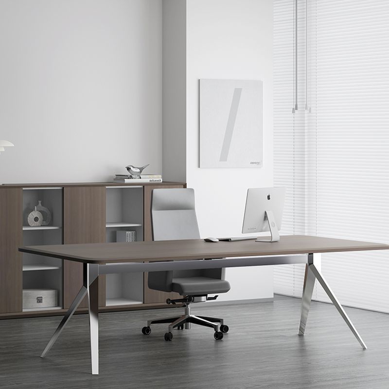 Metal Frame Executive Office Table Manager Office Table With Side Cabinet