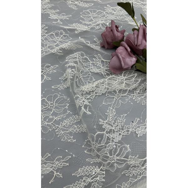 Tejido con bordados de hojas Sequin Elegante y respiro Tejido de encaje bordado Oportunidad nocturna Tejido de lujo