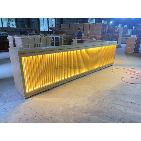 Customized Nordic Style Wooden Office Front Desk Salon Barber Shop Reception Desk Cafe Furniture