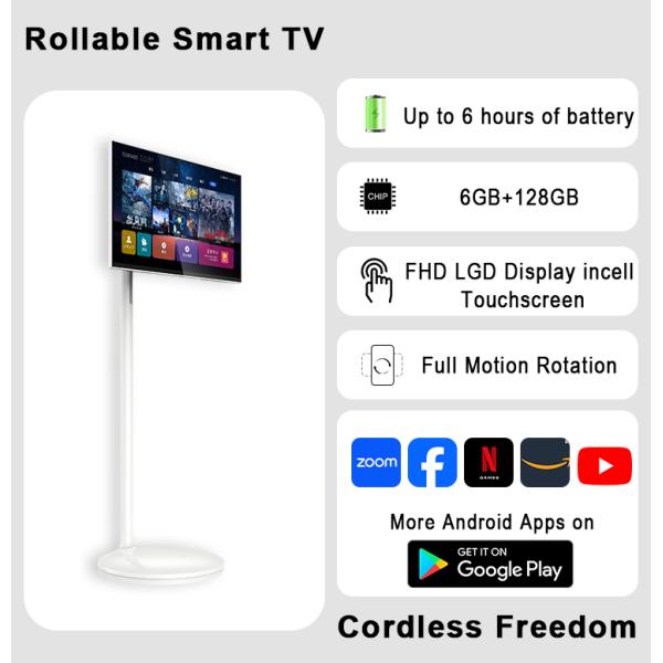 Qtenboard Portable TV Tablet with 1080p Full-HD Display, Built-In Battery, and Adjustable Gooseneck Stand for Flexible Viewing