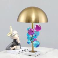 Post Modern Creative Color Crystal Round Table Lamp Villa Living Room Bedroom Luxury Table Lamp
