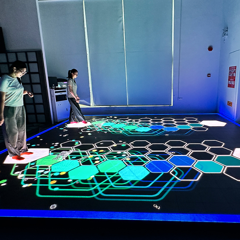 Aurora Motion Interactive LED Floor Game with 75-inch Display and 6 Selectable Games for Multiplayer Team Battle