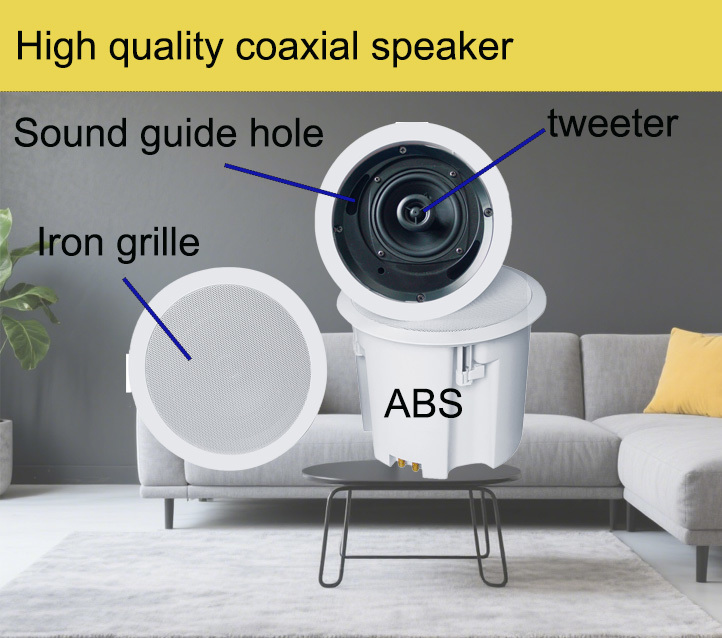 OEM ODM Ceiling Speaker 30W Coaxial Loudspeaker ABS Good Sound