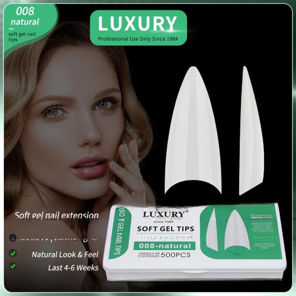 Nail Salon Supplies Sharp Shape Quick Extension Gel Nail Natural Half Cover Acrylic False Nails for Manicure DIY Design