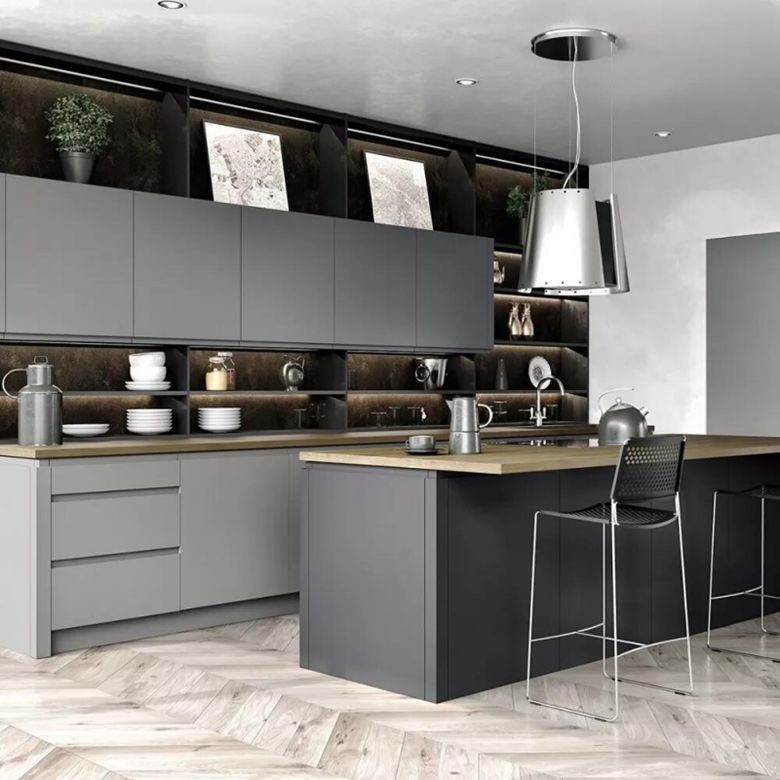 MDF Door Material and Blum Hardware Combination Newest Modern Lacquer Kitchen Cabinet
