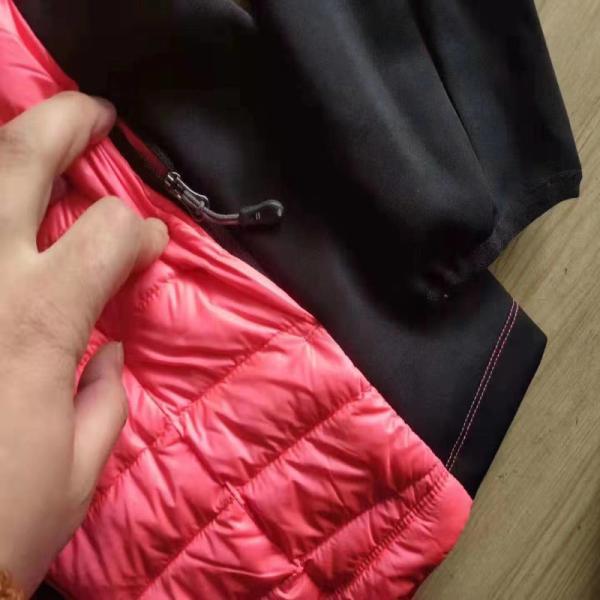32.,Ladies Ultra Light Down Jacket With Knit Sleeve Cheap Price Good Quality See Through Design