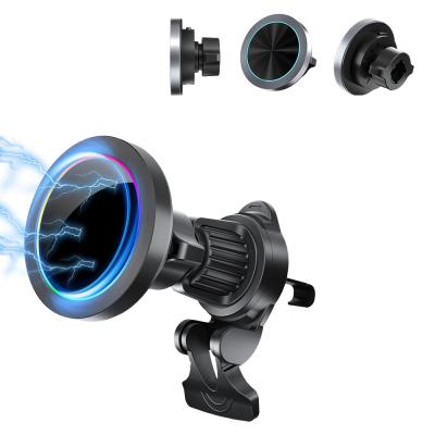 Wireless Car Phone Holder With Fast Charging And RGB Light Effect For Iphone Charger Stand With Aluminium Alloy Texture