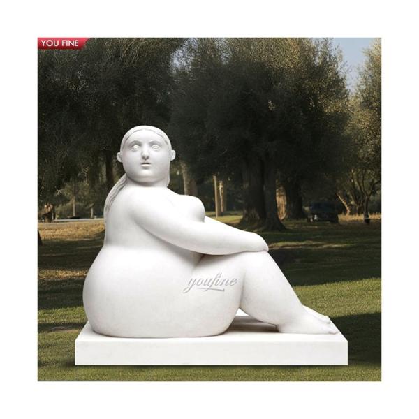 Outdoor Decoration Marble Fat Lady Statue for Sale