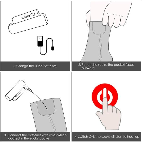 батарея 7.4V привелась в действие теплые носки для на открытом воздухе спорт