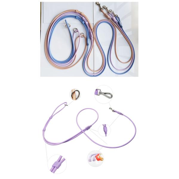 Macaron PVC Slip Lead Dog Leash Hands Free Slip Lead Collar Waterproof