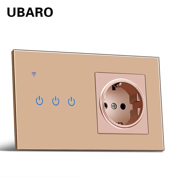 Smart LED Light Switch Socket Combination Gold Sockets And Light Switches For Smart Life