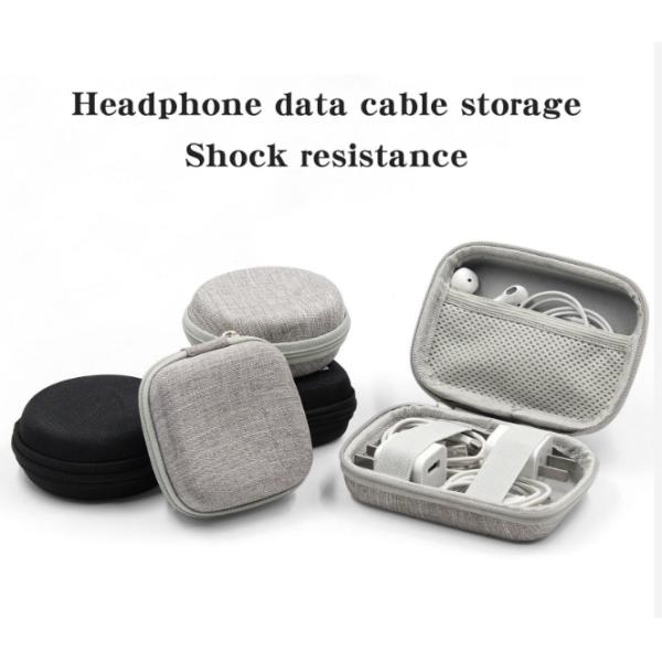 Waterproof Mini Hard Travel EVA Hard Cases with Zipper Storage Velvet Lining and Multiple Material Choices for Earphones