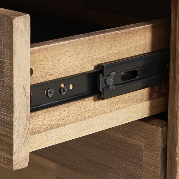 Nordic Modern Walnut Wood Bedside Table with Double Drawer