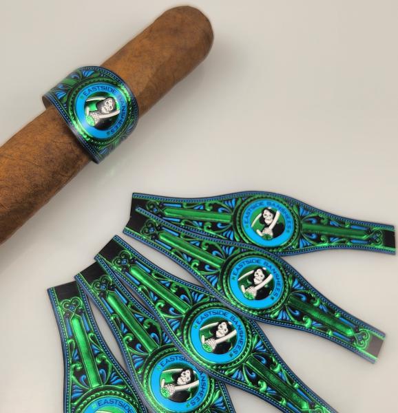 Premium Custom OEM Waterproof Vinyl Printed Cigar Ring with Spot UV and Embossed Printing High Quality Personal Branding Waterproof Cigar Label Sticker