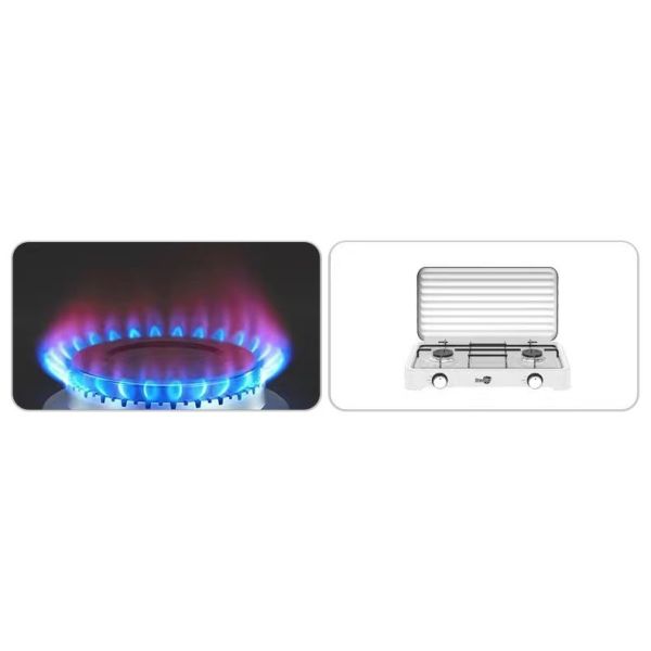 Estufa de gas de dos quemadores de sobremesa de 2.2KW, cocina de dos quemadores para cocina