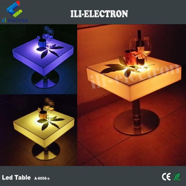 Commerical Square LED Light Up Cocktail Tables Rechargeable With Stainless Steel