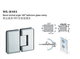 WL-8103 High Quality Solid Brass Glass Shower Door Hinge / Glass Bracket / Glass Clamp 180 degree bevel circinate