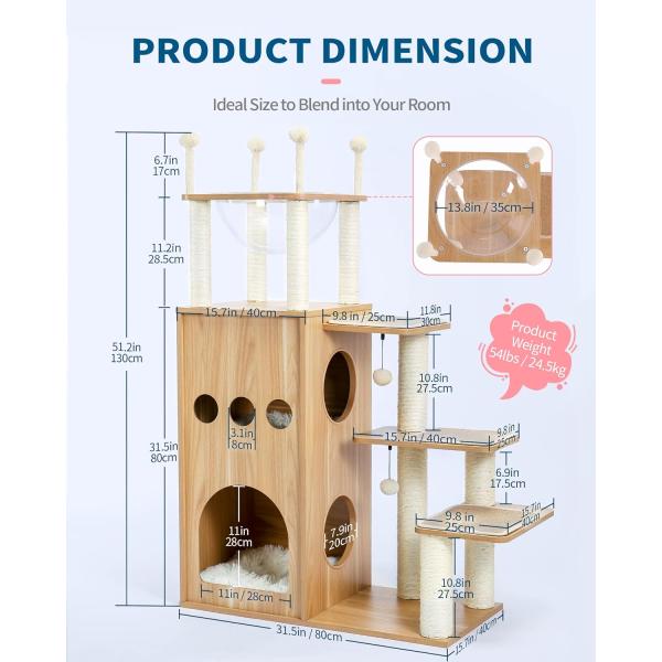OEM ODM Acceptable Sturdy Frisco Castle Cat Tree Tower Modern 51 Extra Tall Cat Condo