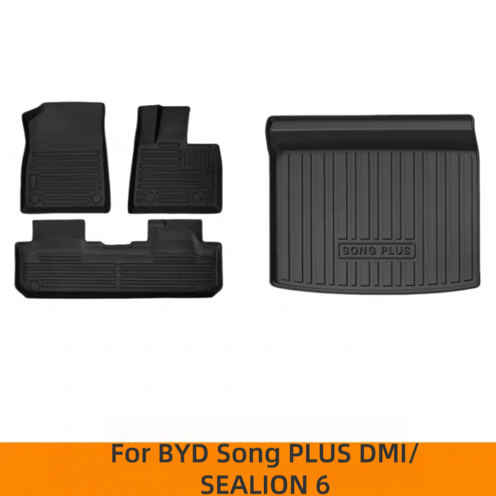 New High Quality Plastic Floor Mats BYD Song Plus DM-i Sealion 6 ECO Rear Back Cushion Car Interior Accessories RHD Waterproof