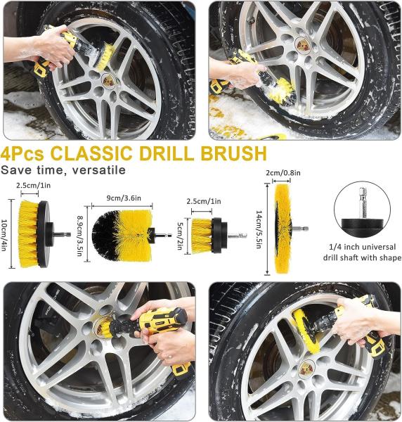Car Cleaning Tools Kit, Car Detailing Kit, Car Detailing Brush Set with Carry Bag, Auto Drill Brush Car Wash Kit