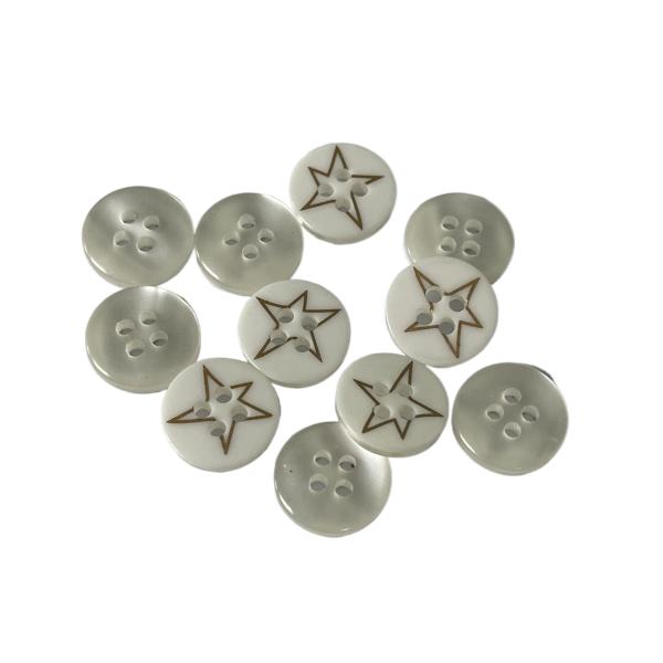 Faux Pearl 20mm Resin Buttons SilKed Print Gold Star Use On Blouses Garment