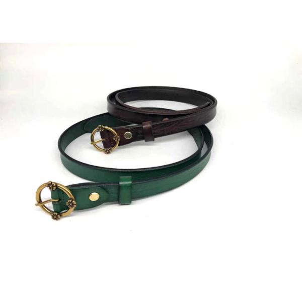 Vintage Pin Buckle 130cm Women Brown Leather Belts