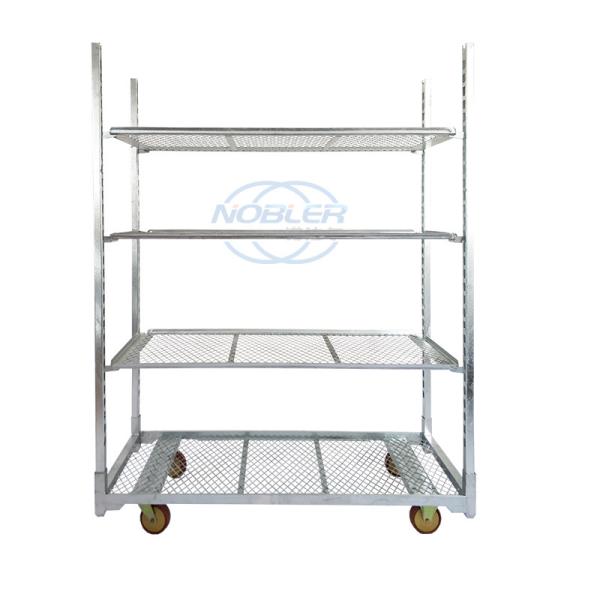 Galvanized Danish Flower Trolley Cc Container Plywood Flower Cart Flower Rack