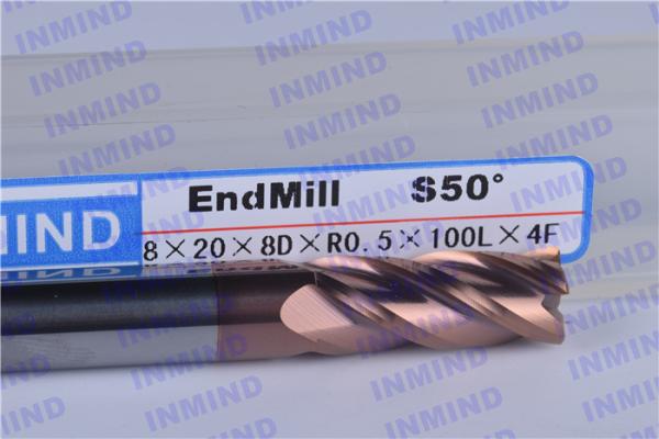 SiN Coating 12 mm Dia R0.5 Corner Radius End Mill 4 Flute 30 mm Cutting Length