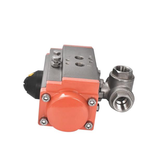 Stainless Steel Three Way Ball Valve With Pneumatic Actuator NPT Bsp BSPT End Connection