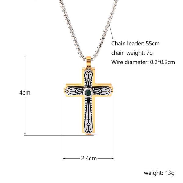 Minimalist men's cross pendant hip-hop niche trend personalized stainless steel necklace