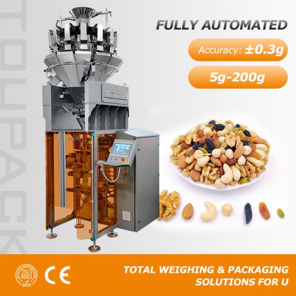 Automatic VFFS Packaging Machine For Food Packaging With Multihead Weigher 20-200 Packs Per Minute High Accuracy Weighing System