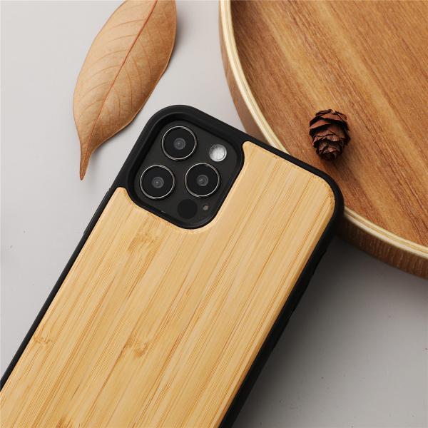 TPU pare-chocs en bois réel en bambou Casse téléphonique en bois