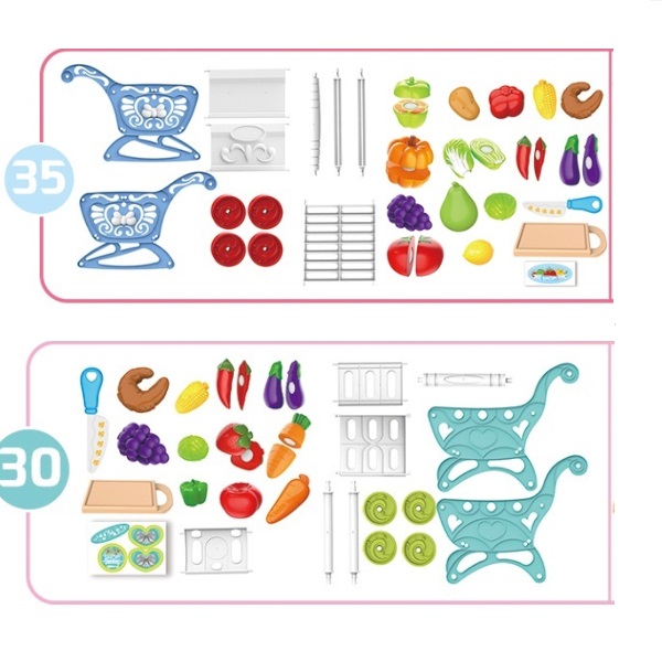 W / Fruit Age 3 Pink 33Pcs Childrens Toy Kitchen Sets 17 